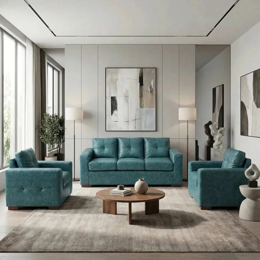 Living Franco 311 - Cuero Sintético Auris Azul Petróleo