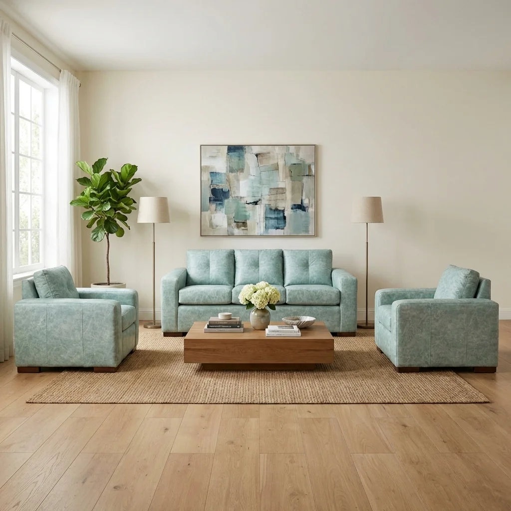 Living Franco 311 - Cuero Sintético Auris Verde Agua