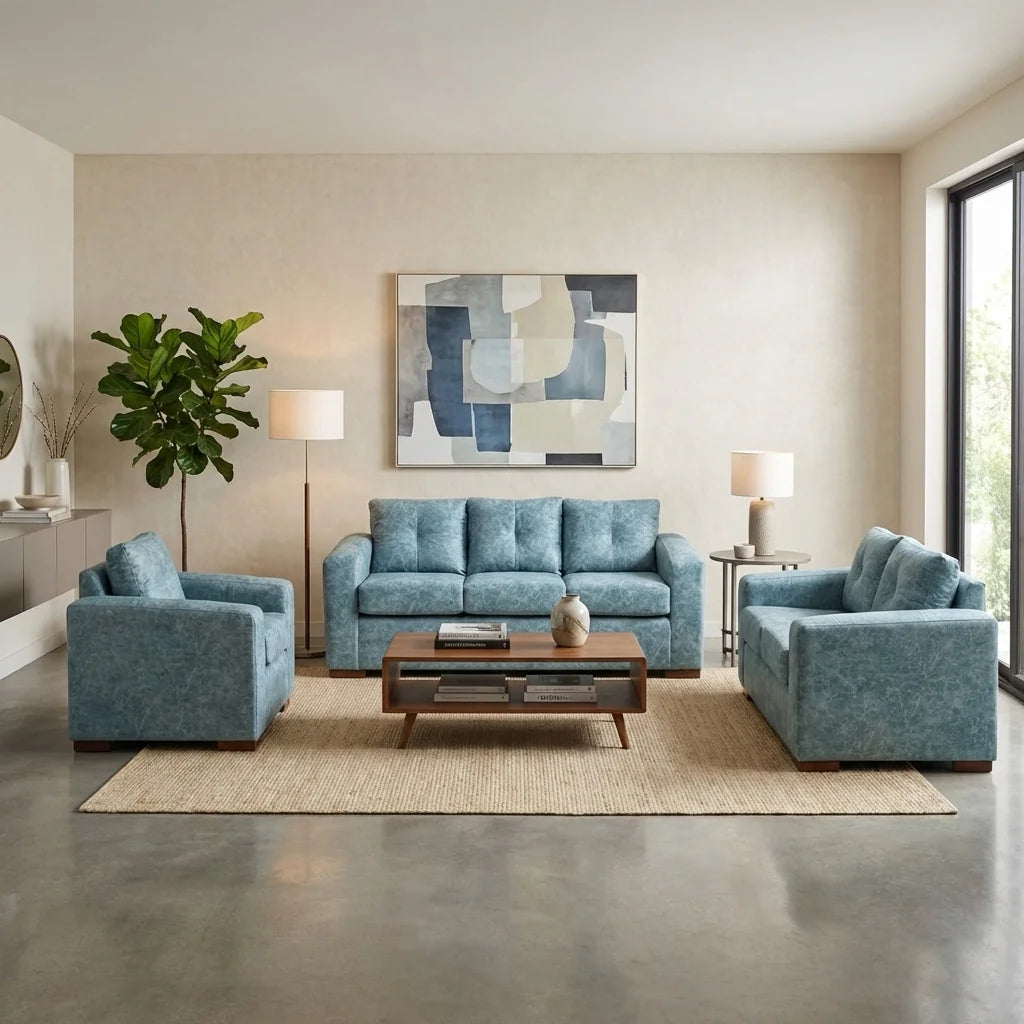 Living Franco 321 - Cuero Sintético Auris Azul Claro