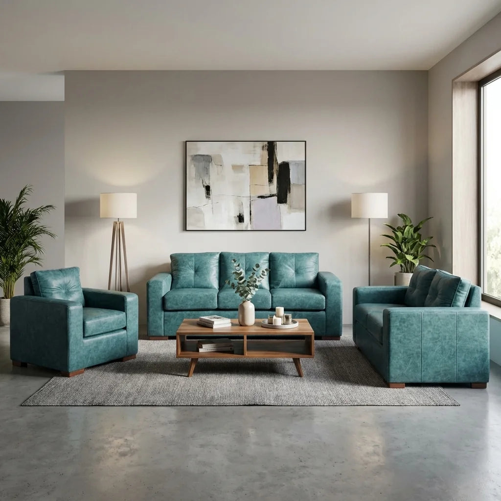Living Franco 321 - Cuero Sintético Auris Azul Petróleo