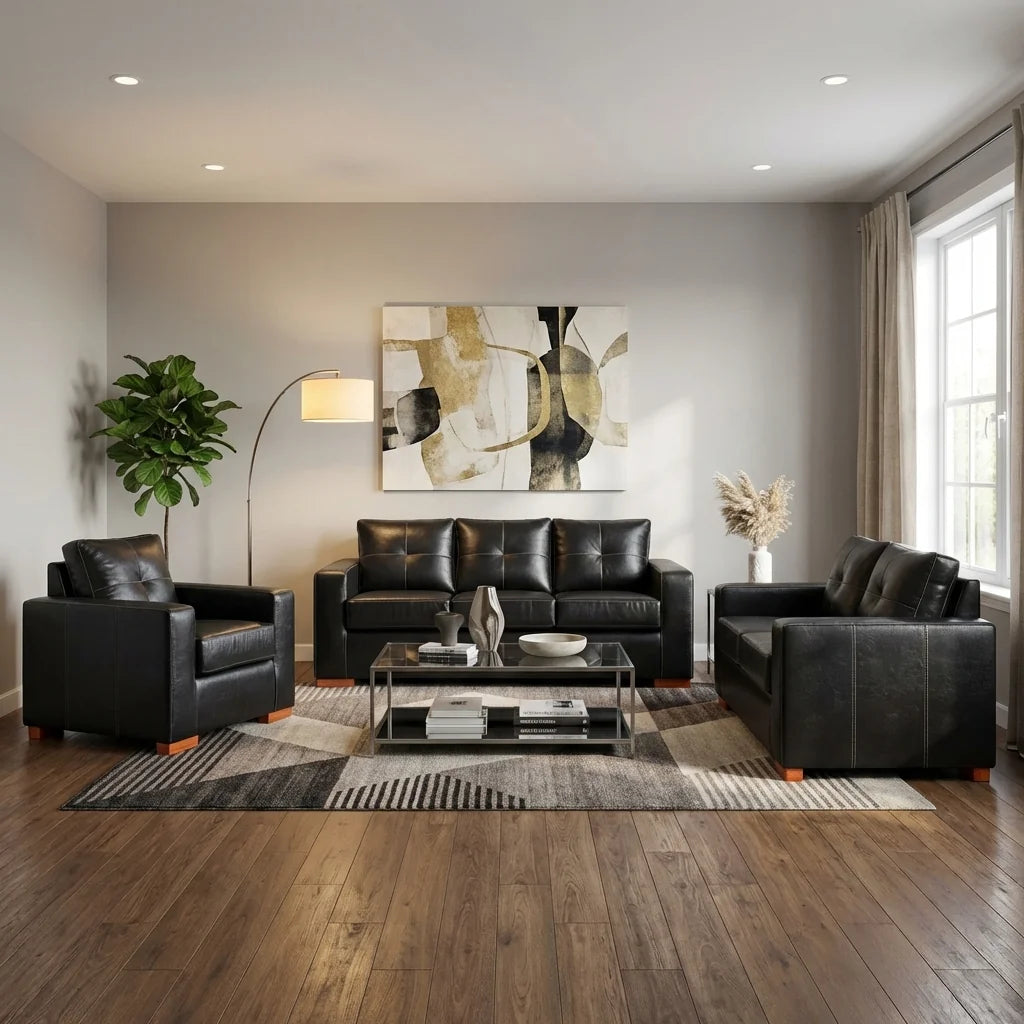 Living Franco 321 - Cuero Sintético Pu Negro