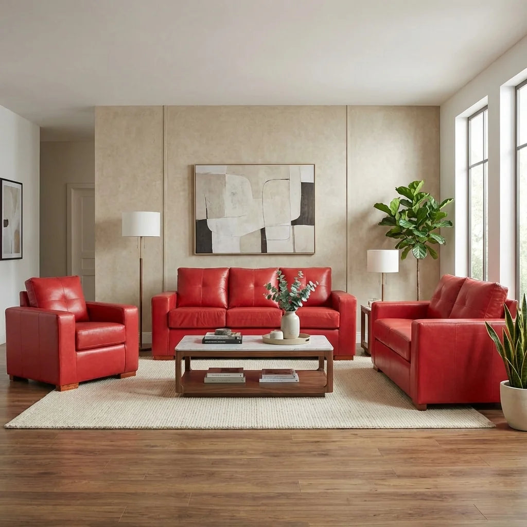 Living Franco 321 - Cuero Sintético Pu Rojo