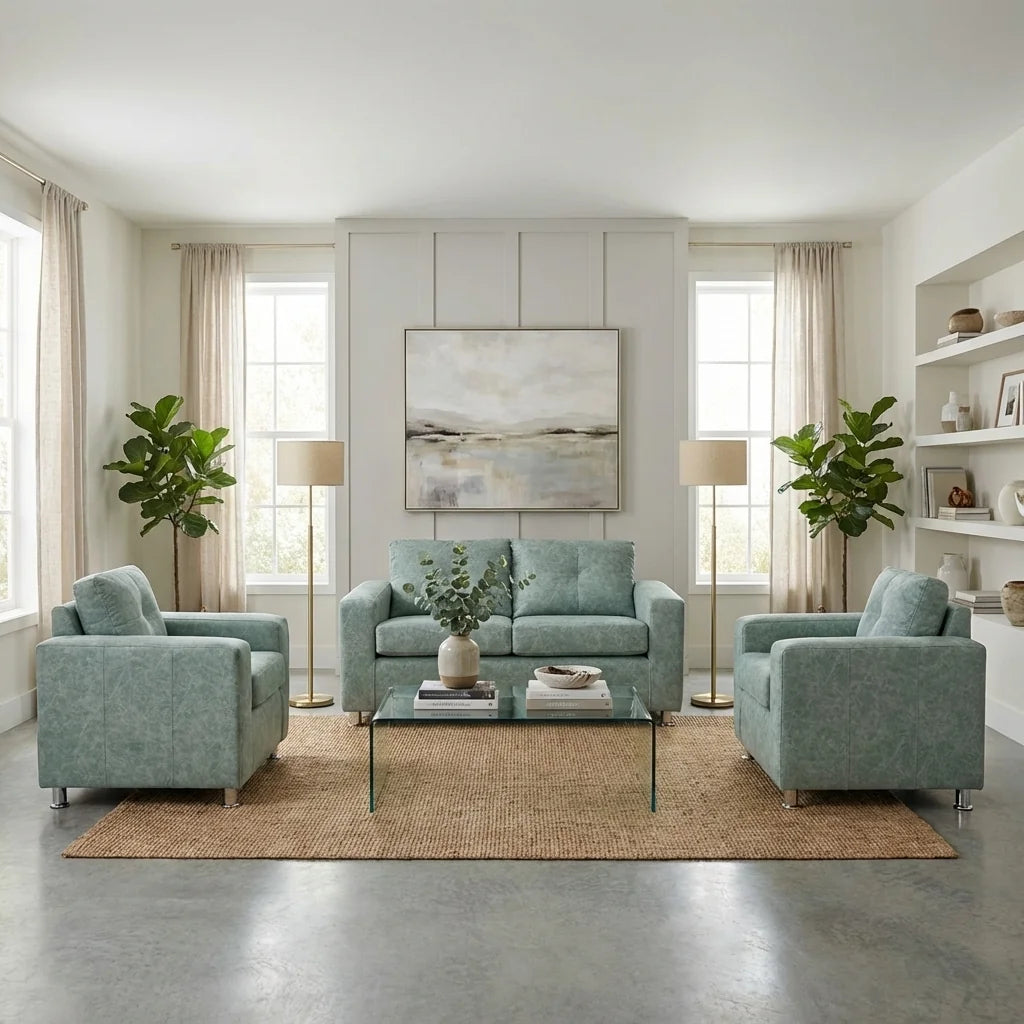 Living George 211 - Cuero Sintético Auris Verde Agua