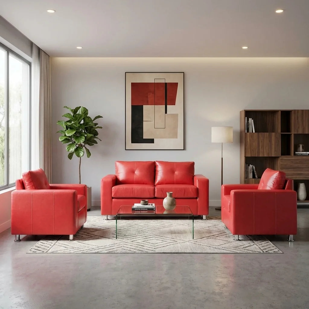Living George 211 - Cuero Sintético Pu Rojo