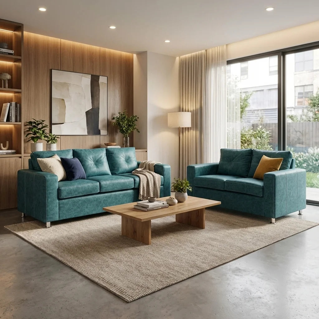 Living George 32 - Cuero Sintético Auris Azul Petróleo