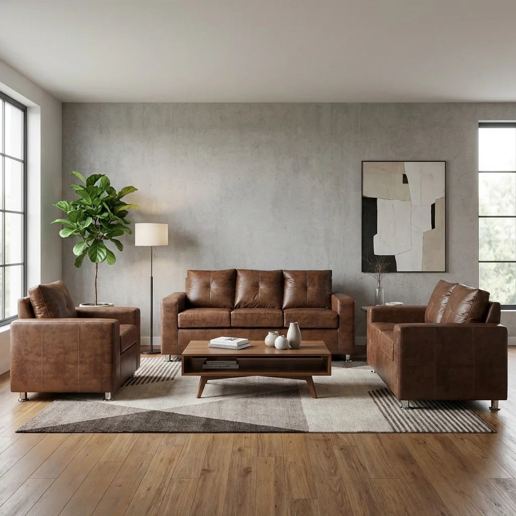 Living George 321 - Cuero Sintético Pu Caramelo