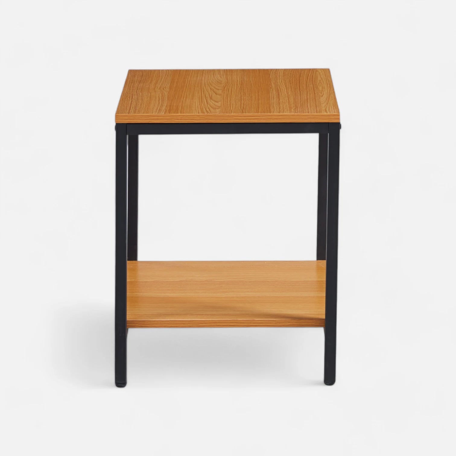 Velador Lateral de 2 Niveles - Madera Clara