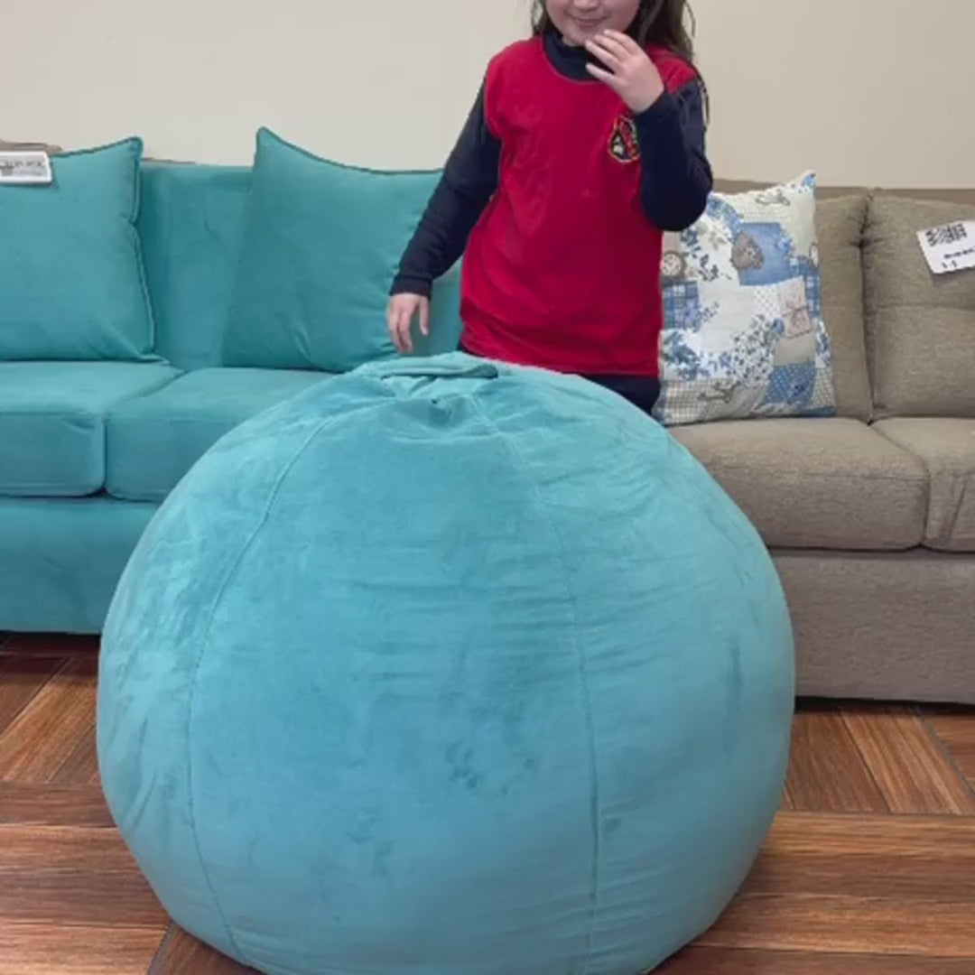 Video del Pouf Pera Felpa Turquesa
