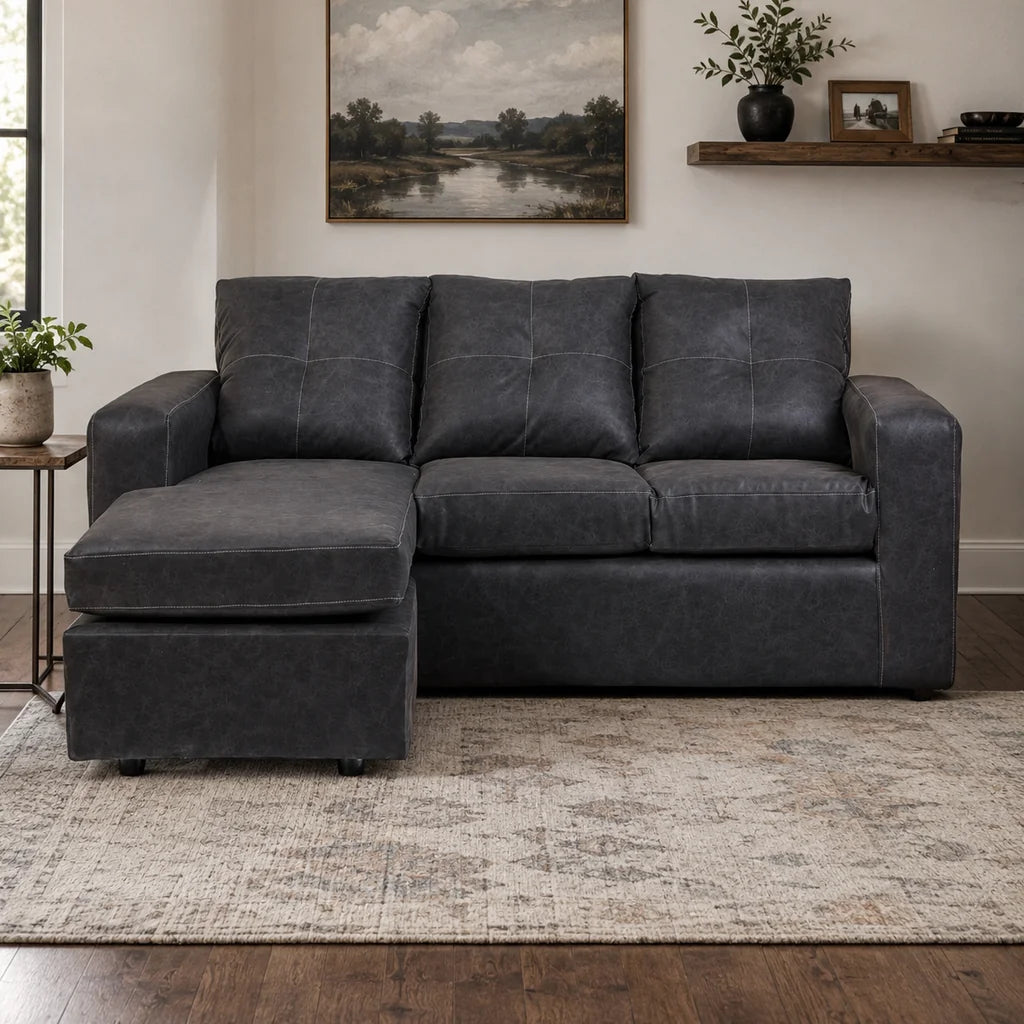 Seccional Emilia - Cuero Sintético Auris Negro