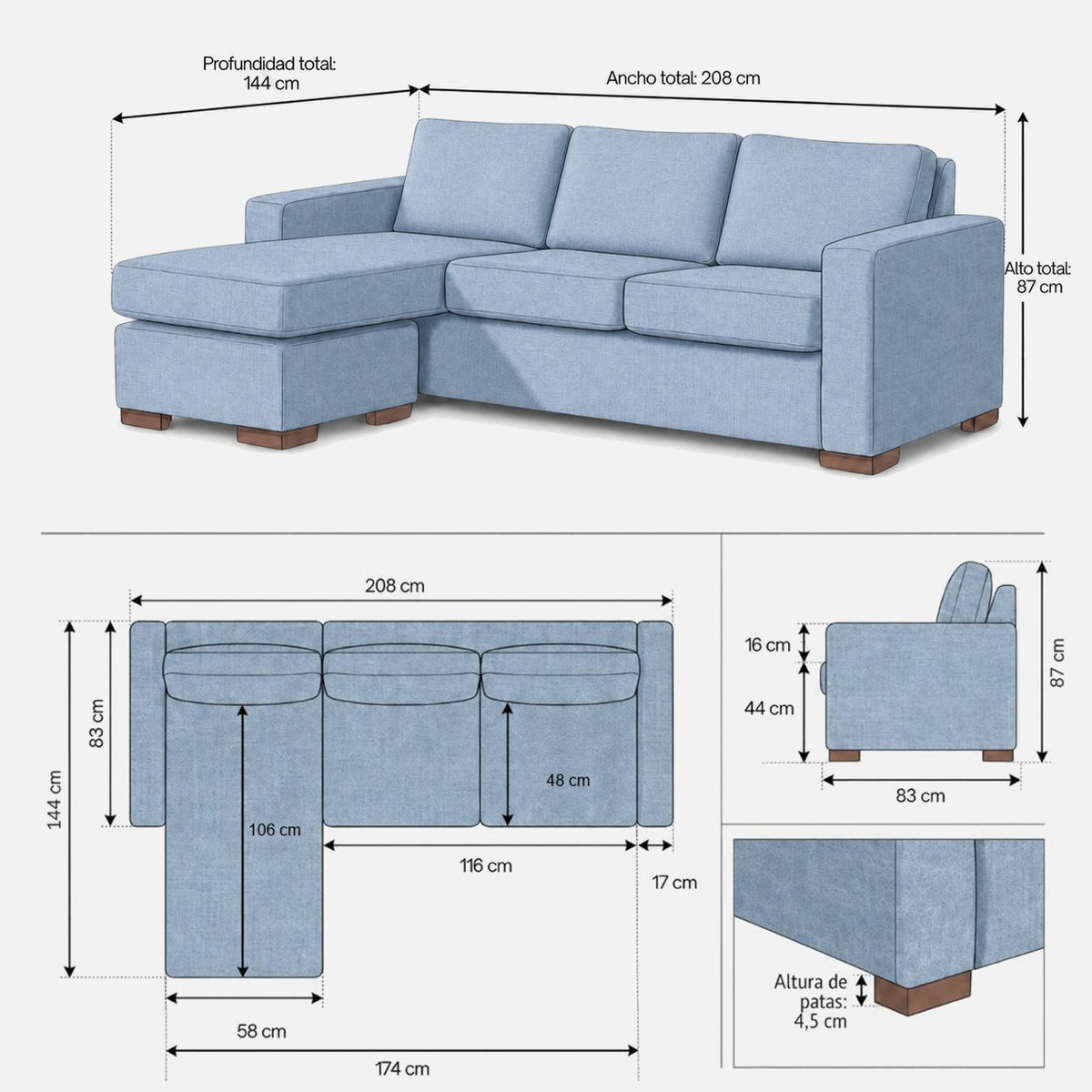 Configuración flexible del seccional Magic | mueblesamerica.cl