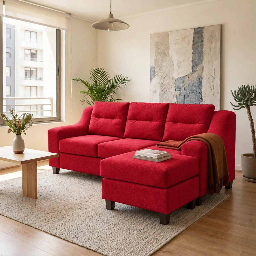 Seccional Martina - Tela Lino Finesse Burdeo en ambiente