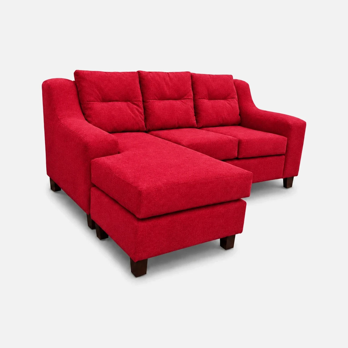 Seccional Martina - Tela Lino Finesse Burdeo, perspectiva con chaise longue