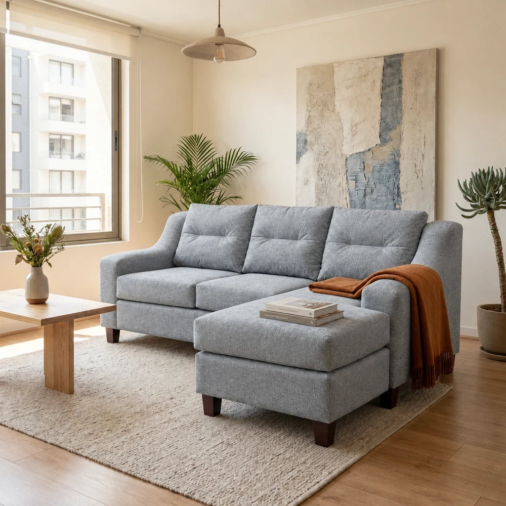 Seccional Martina - Tela Lino Finesse Gris Claro en ambiente
