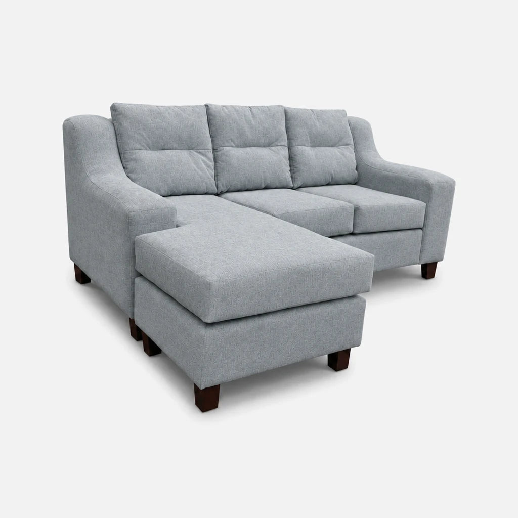 Seccional Martina - Tela Lino Finesse Gris Claro, perspectiva con chaise longue