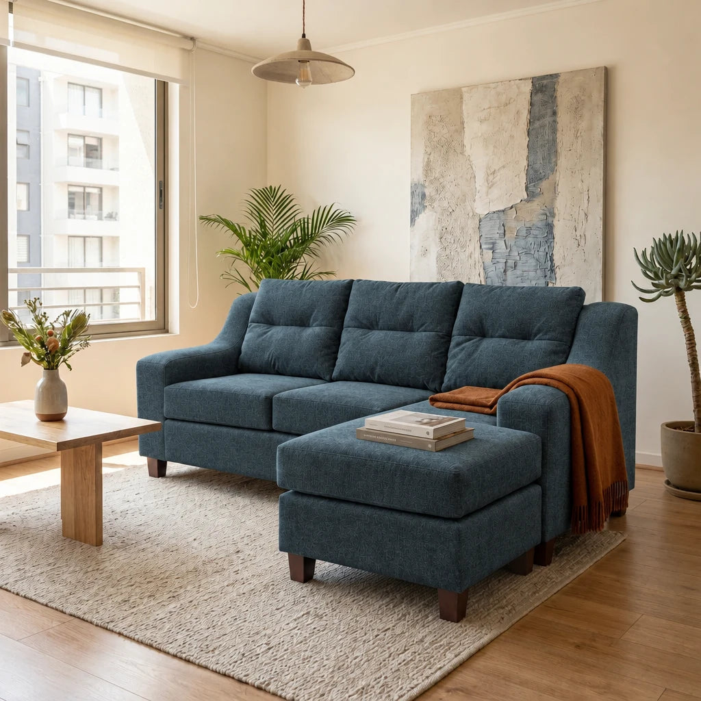 Seccional Martina - Tela Lino Finesse Gris Piedra en ambiente