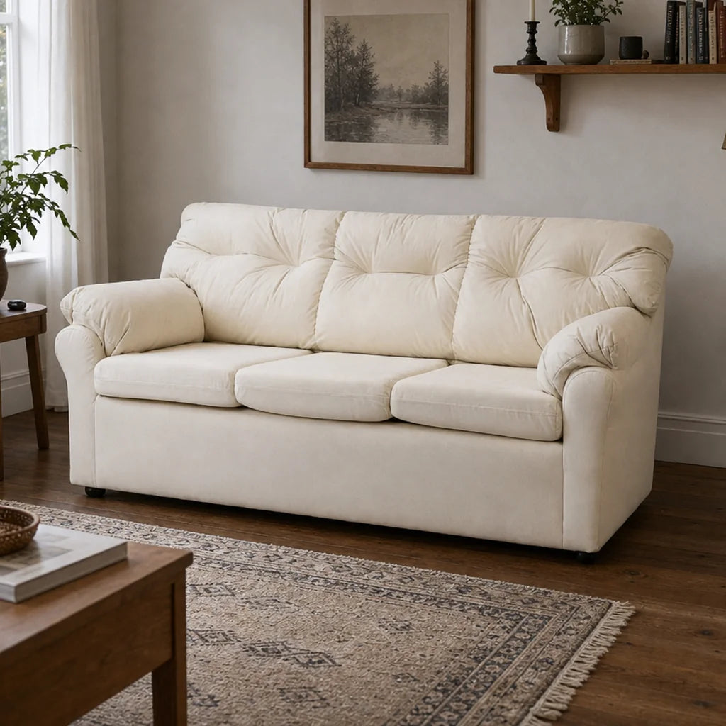 Sofá 3 Cuerpos Cuero Sintético Beige – Modelo América