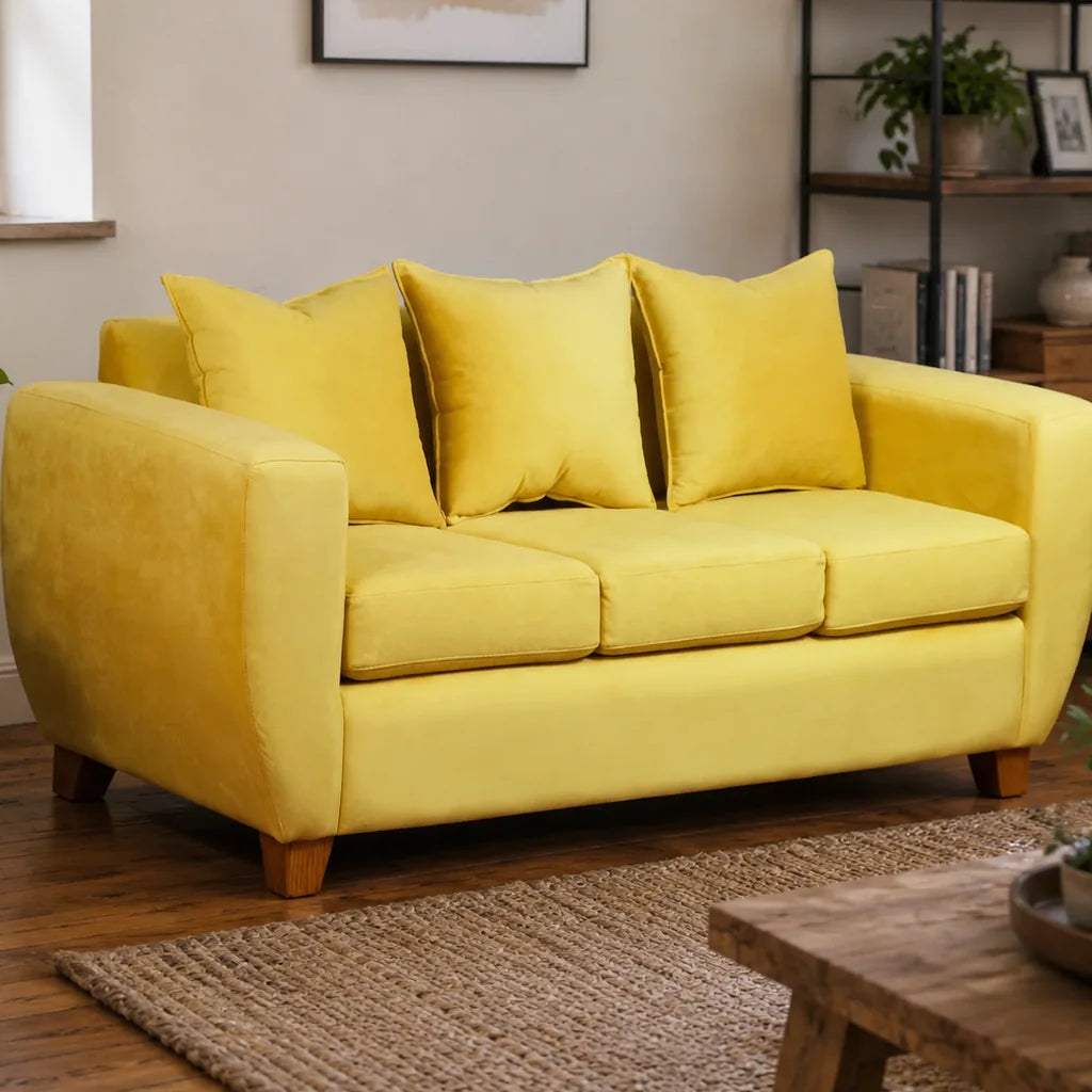 Sofá 3 Cuerpos Felpa Amarillo – Modelo Florencia