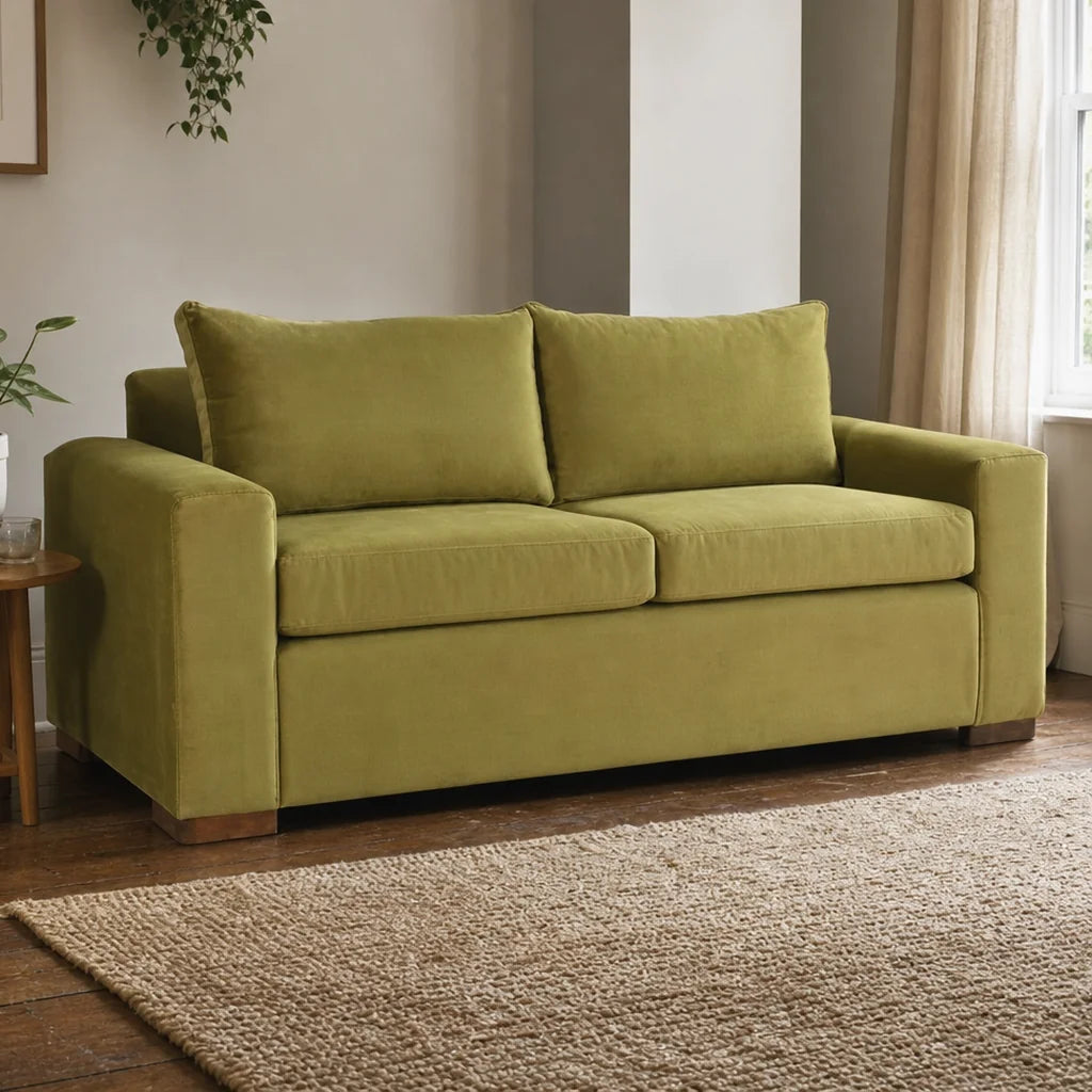 Sofá 3 Cuerpos Felpa Verde Olivo – Modelo Neo