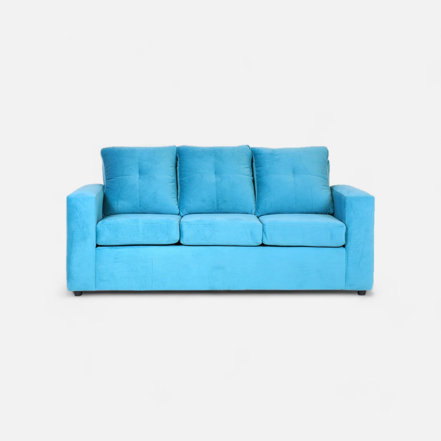 Living Emilia 3 Cuerpos Y 2 Poufs - Tela Felpa Turquesa