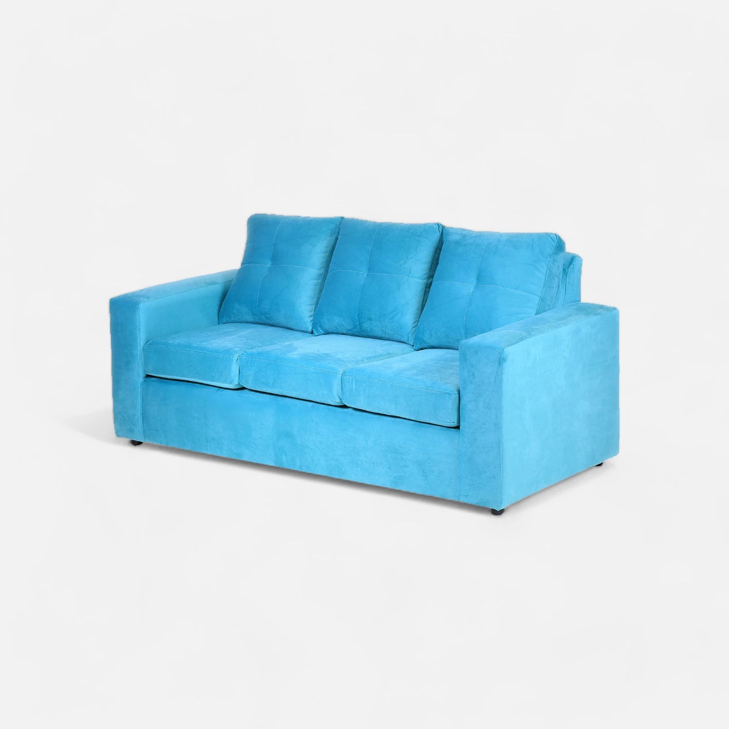 Living Emilia 3 Cuerpos Y 2 Poufs - Tela Felpa Turquesa