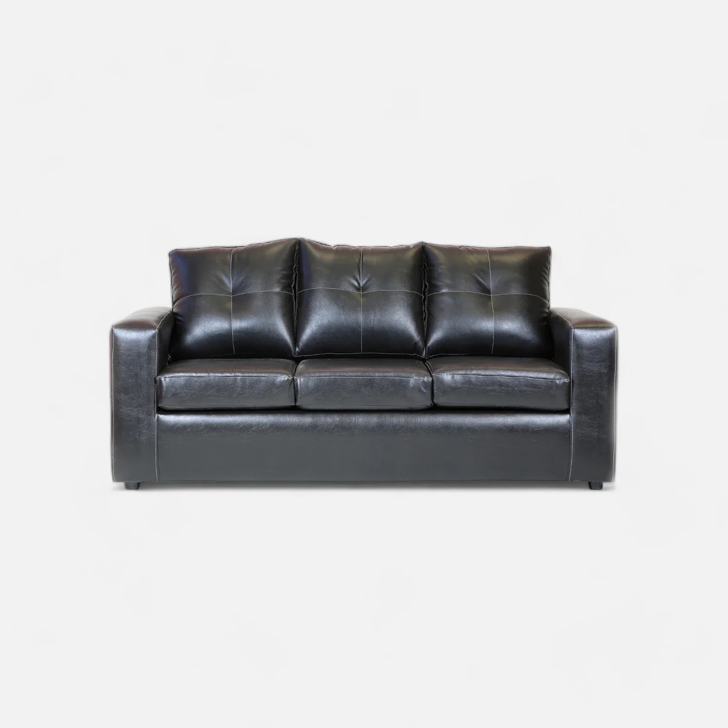Living Emilia 3 Cuerpos Y 2 Poufs - Cuero Sintético Pu Negro