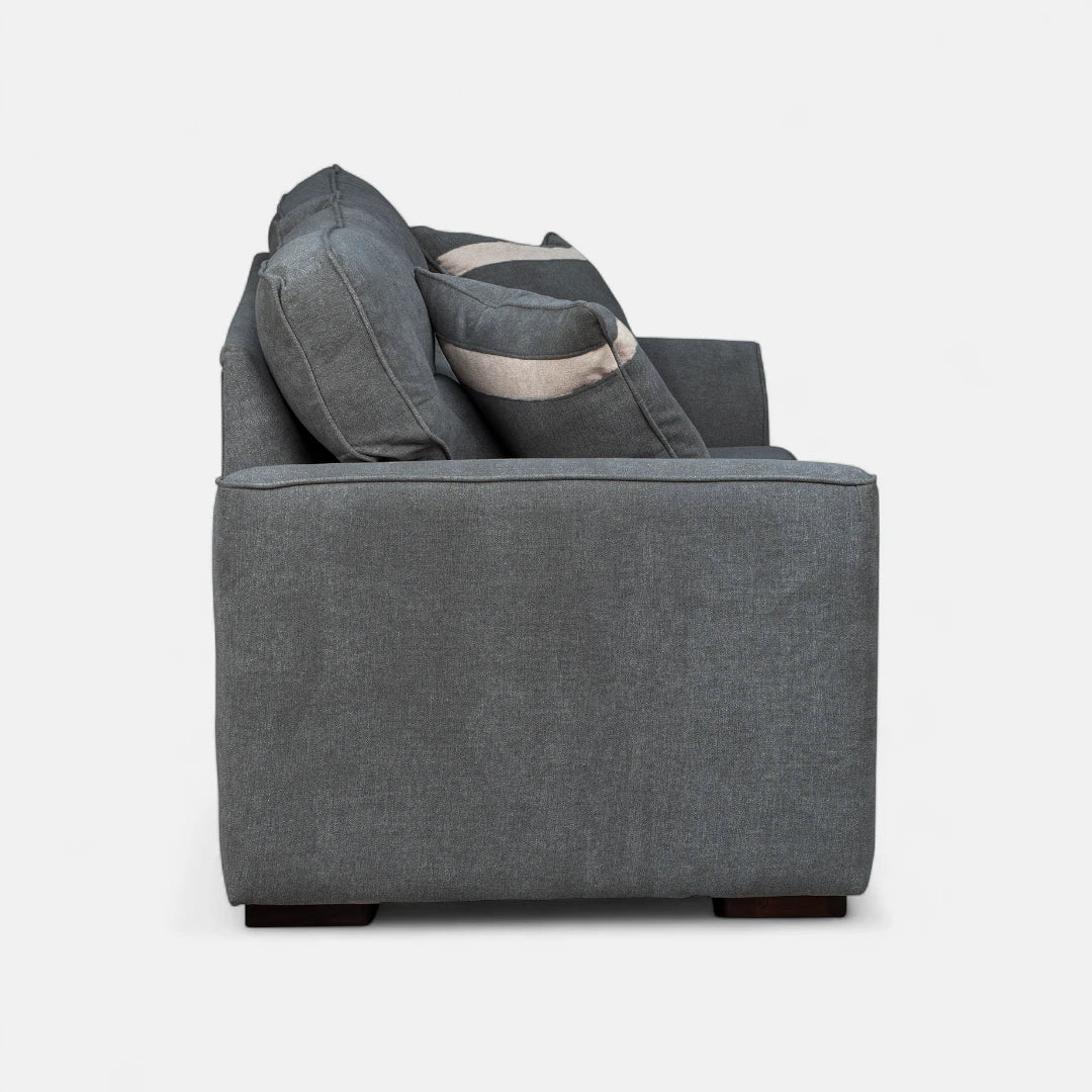 Sofá Monik 3 Cuerpos - Tela Lino Finesse Gris Medio