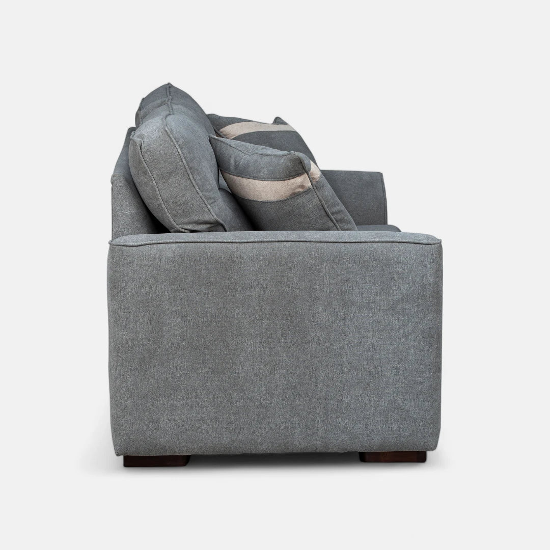Sofá Monik 3 Cuerpos - Tela Lino Finesse Gris Neutro