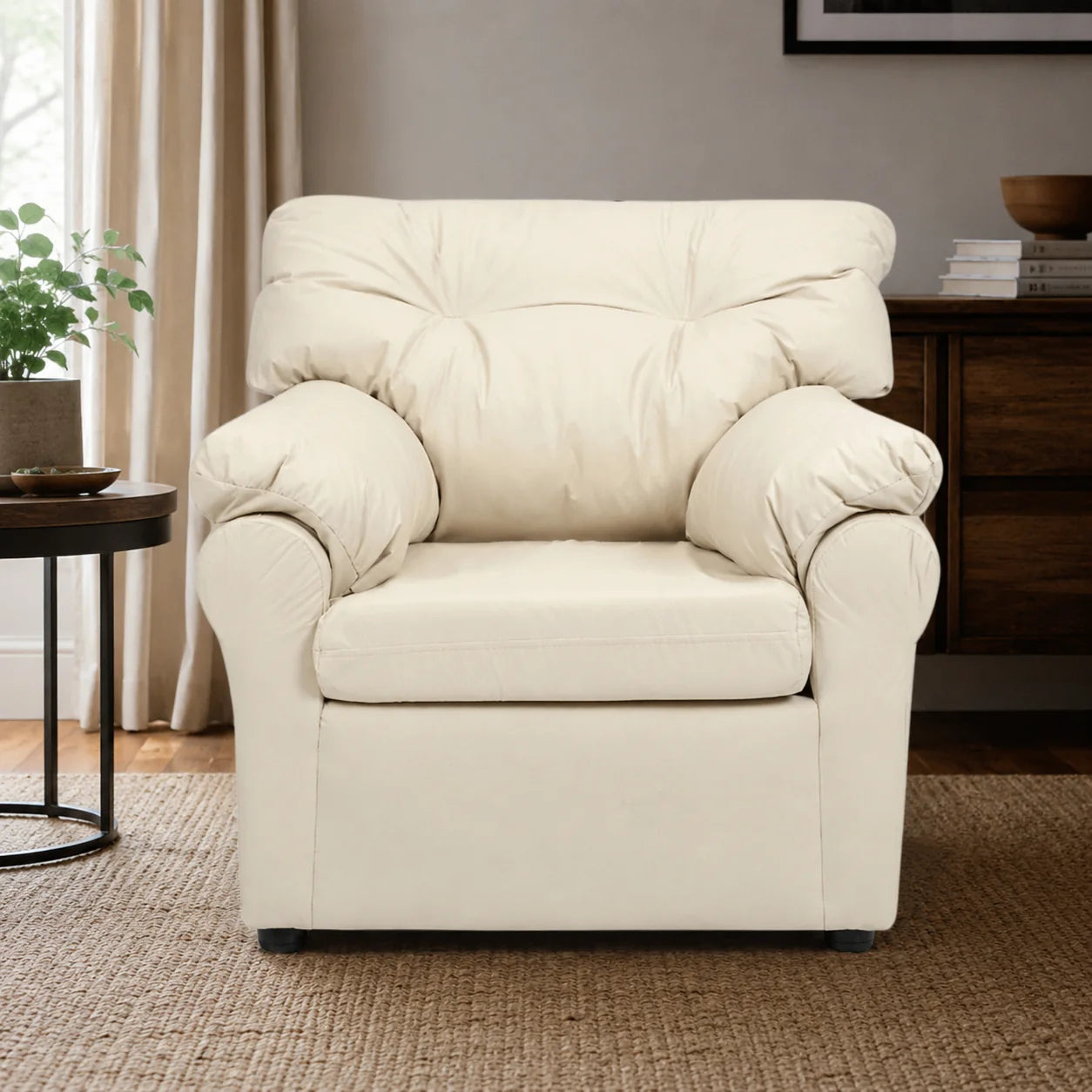 Sofá América 1 Cuerpo - Cuero Sintético Pu Beige