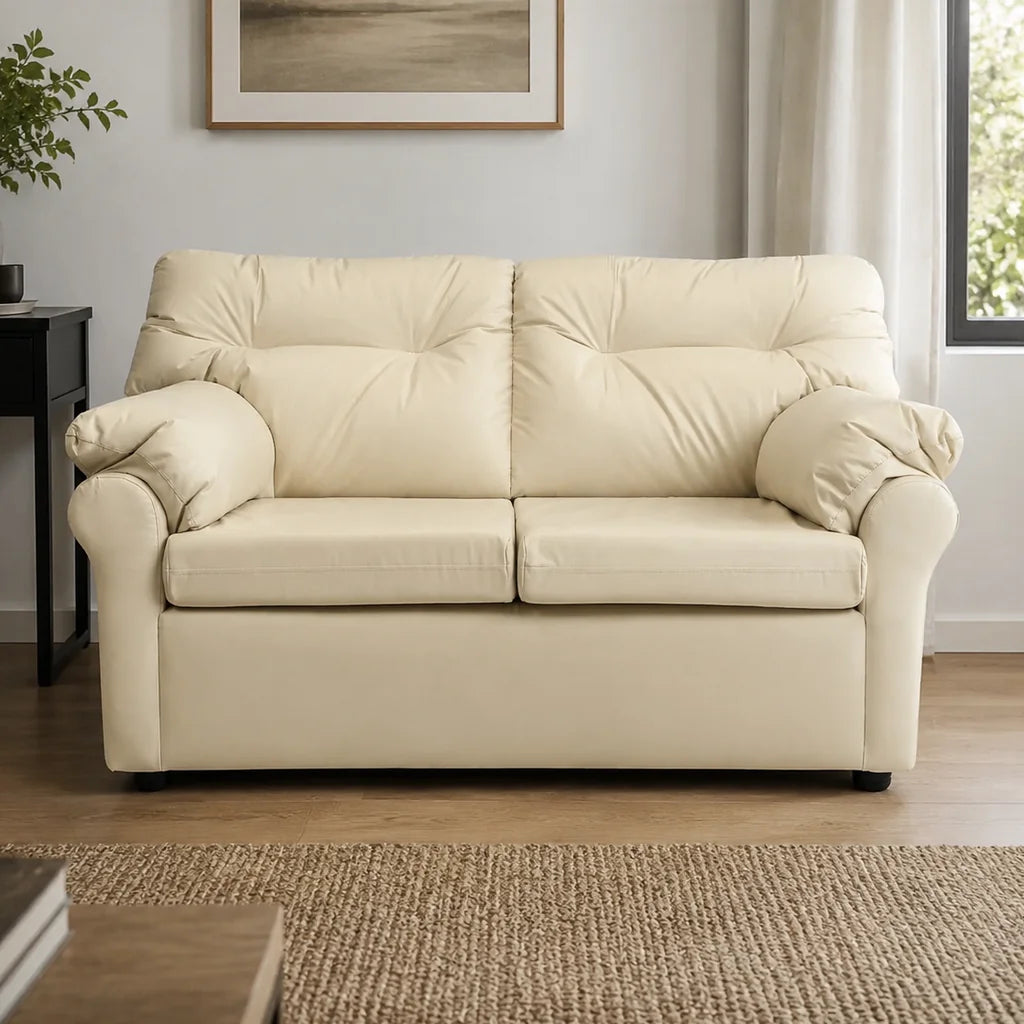 Sofá América 2 Cuerpos - Cuero Sintético Pu Beige
