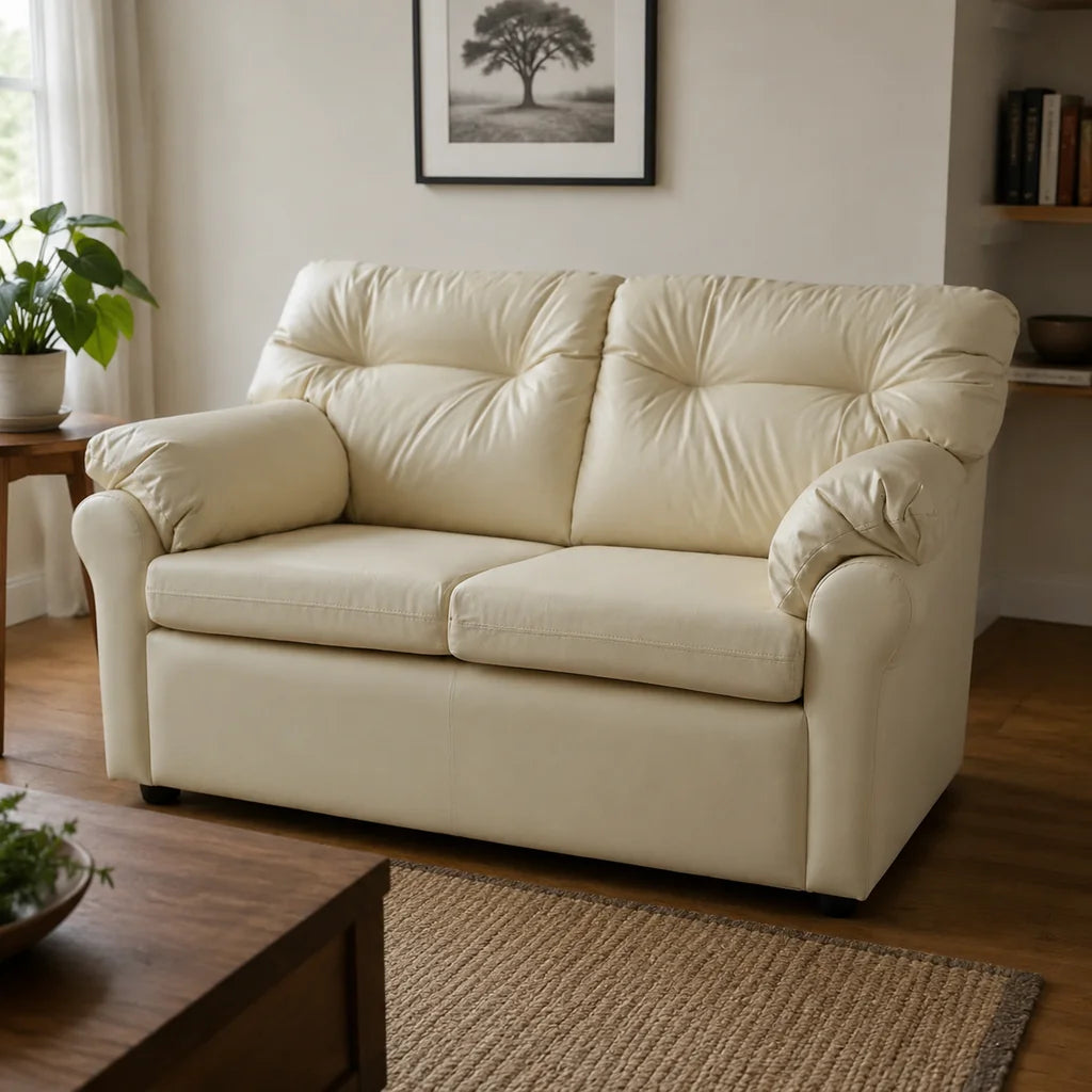Sofá América 2 Cuerpos - Cuero Sintético Pu Beige