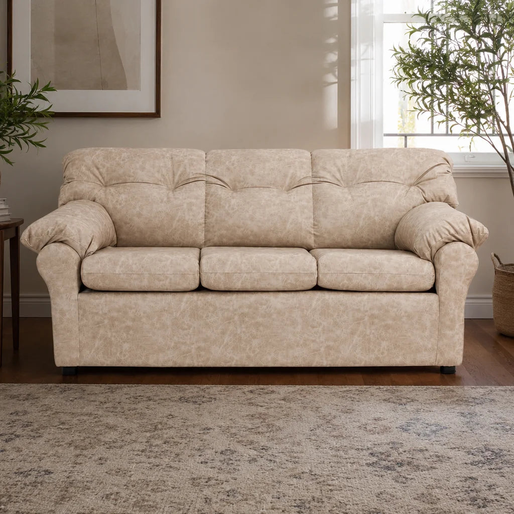 Sofá América 3 Cuerpos - Cuero Sintético Auris Beige