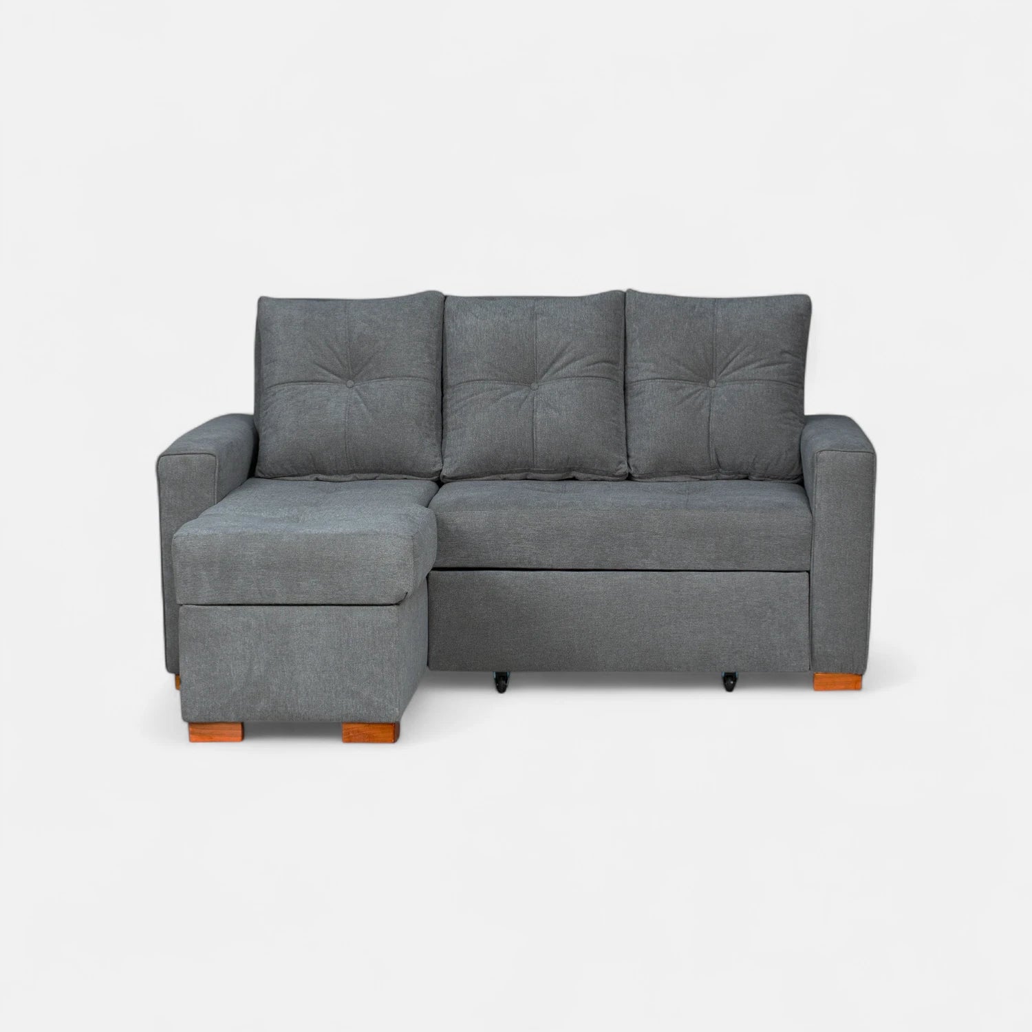 Sofá Cama Amelia Baúl Izquierdo - Tela Lino Finesse Gris Medio