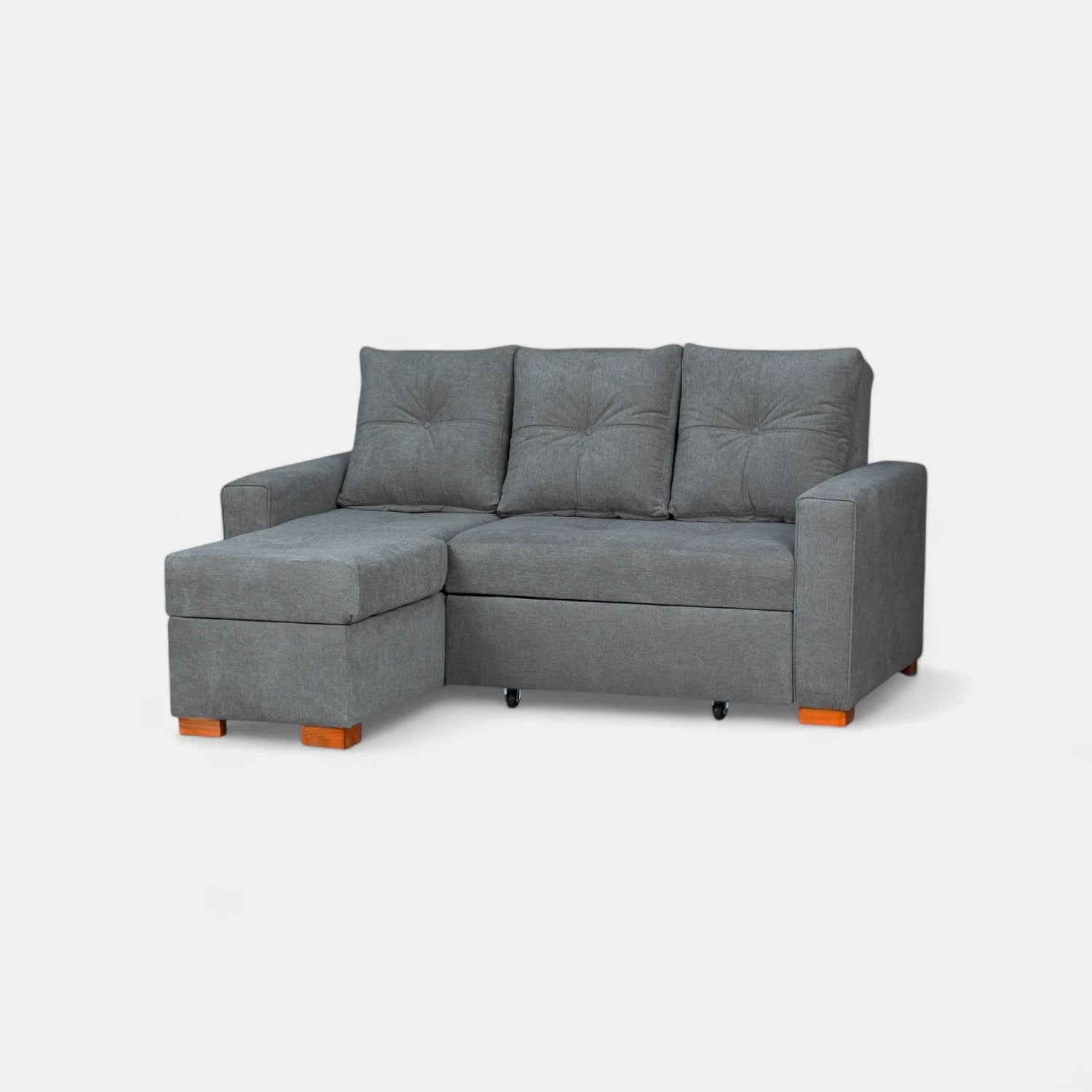 Sofá Cama Amelia Baúl Izquierdo - Tela Lino Finesse Gris Medio