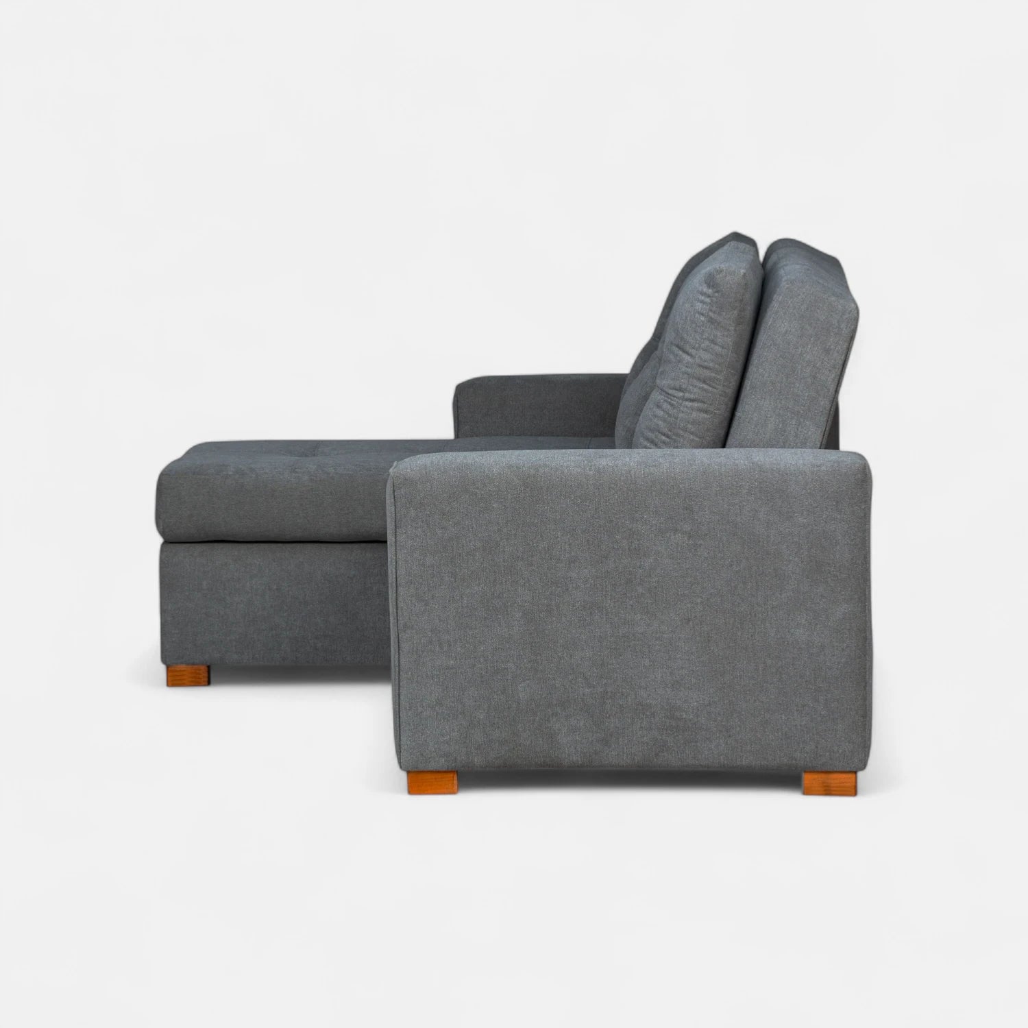 Sofá Cama Amelia Baúl Izquierdo - Tela Lino Finesse Gris Medio