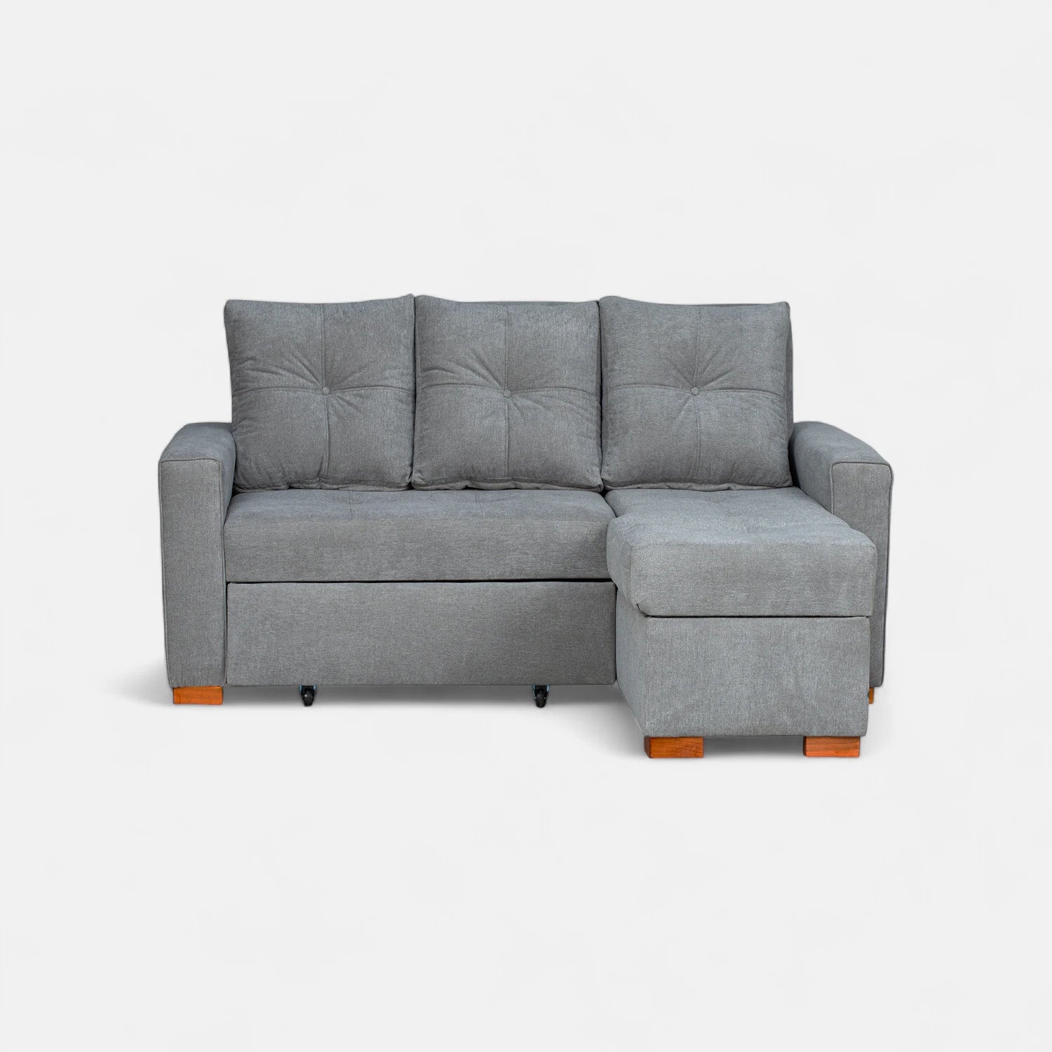 Sofá Cama Amelia Baúl Derecho - Tela Lino Finesse Gris Neutro