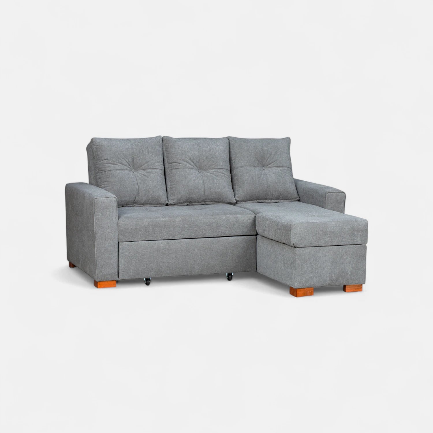 Sofá Cama Amelia Baúl Derecho - Tela Lino Finesse Gris Neutro