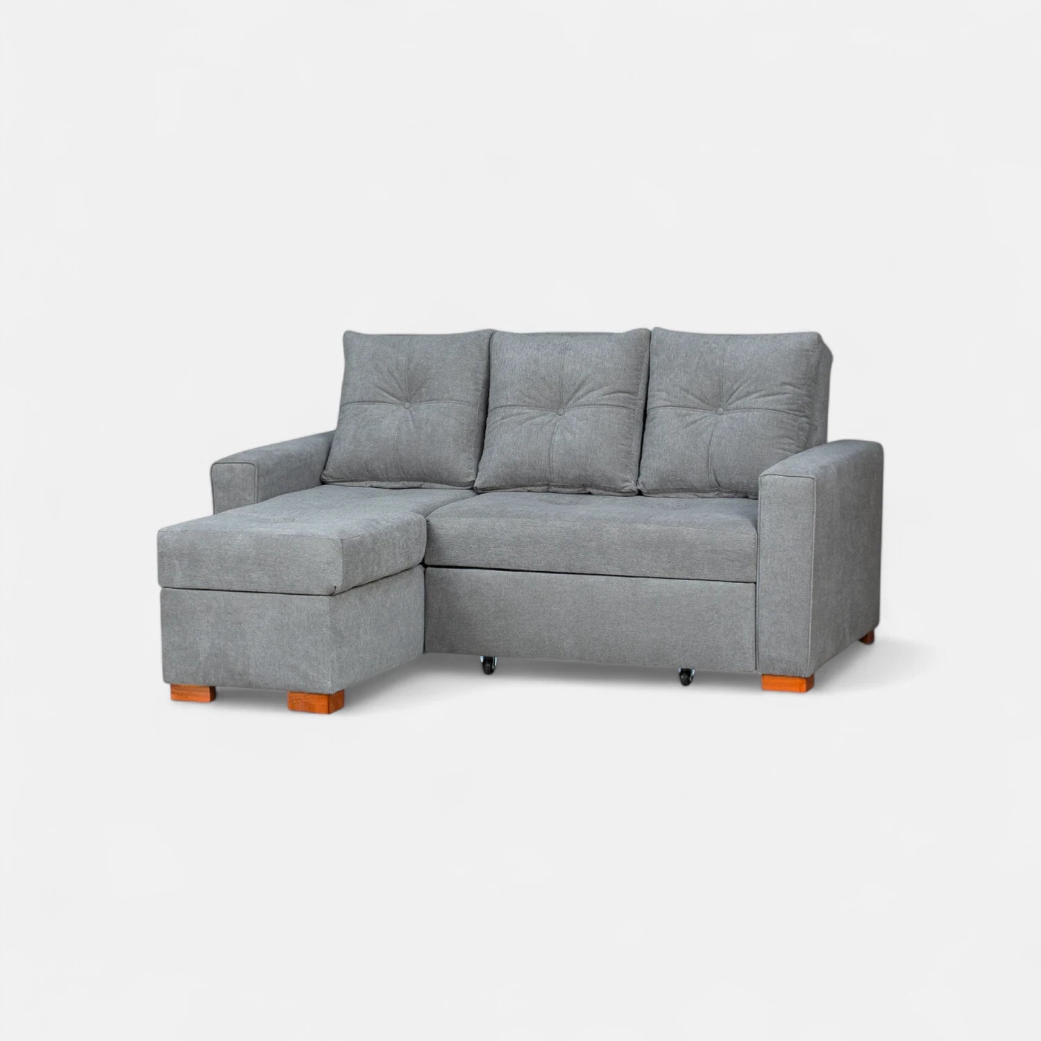 Sofá Cama Amelia Baúl Izquierdo - Tela Lino Finesse Gris Neutro