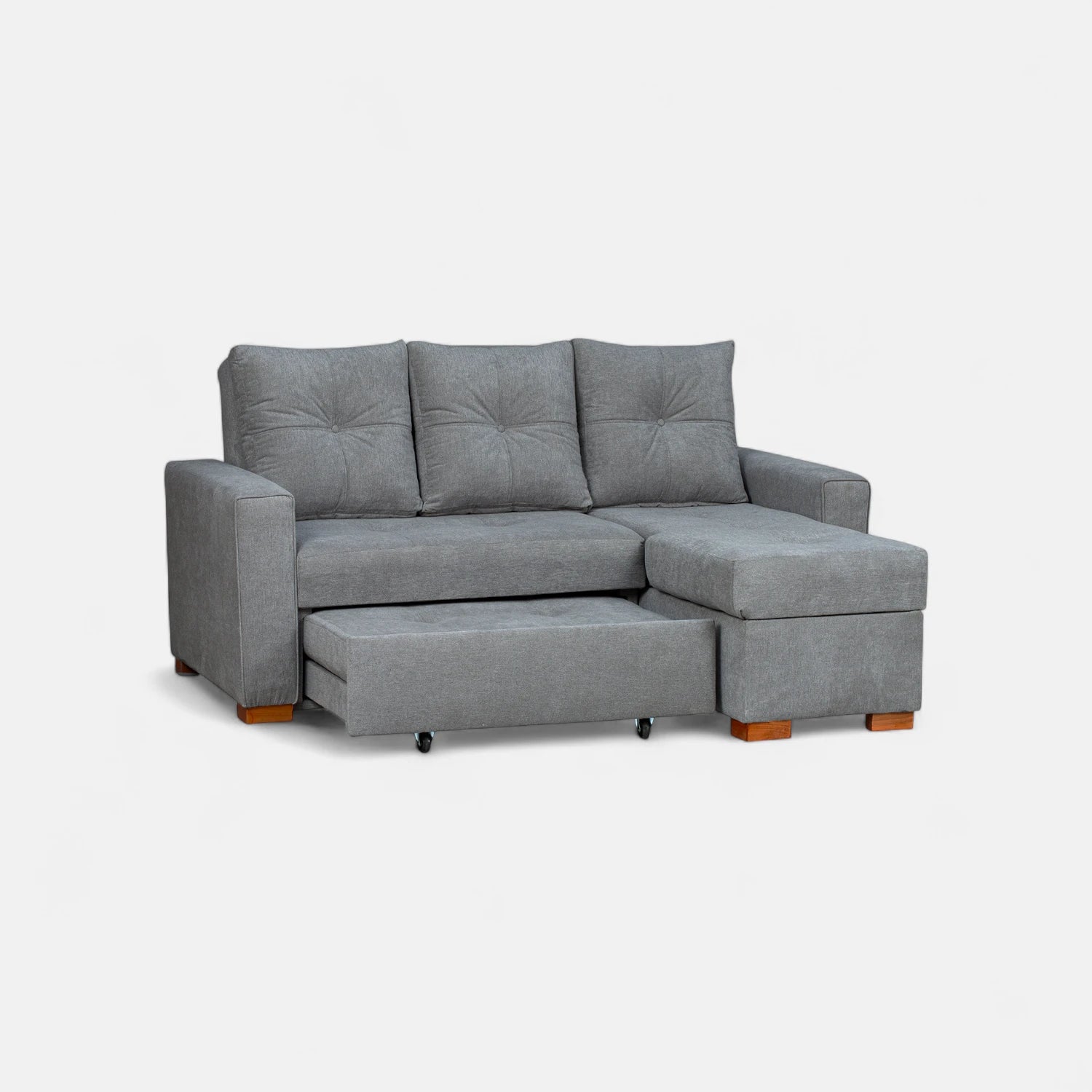 Sofá Cama Amelia Baúl Derecho - Tela Lino Finesse Gris Neutro