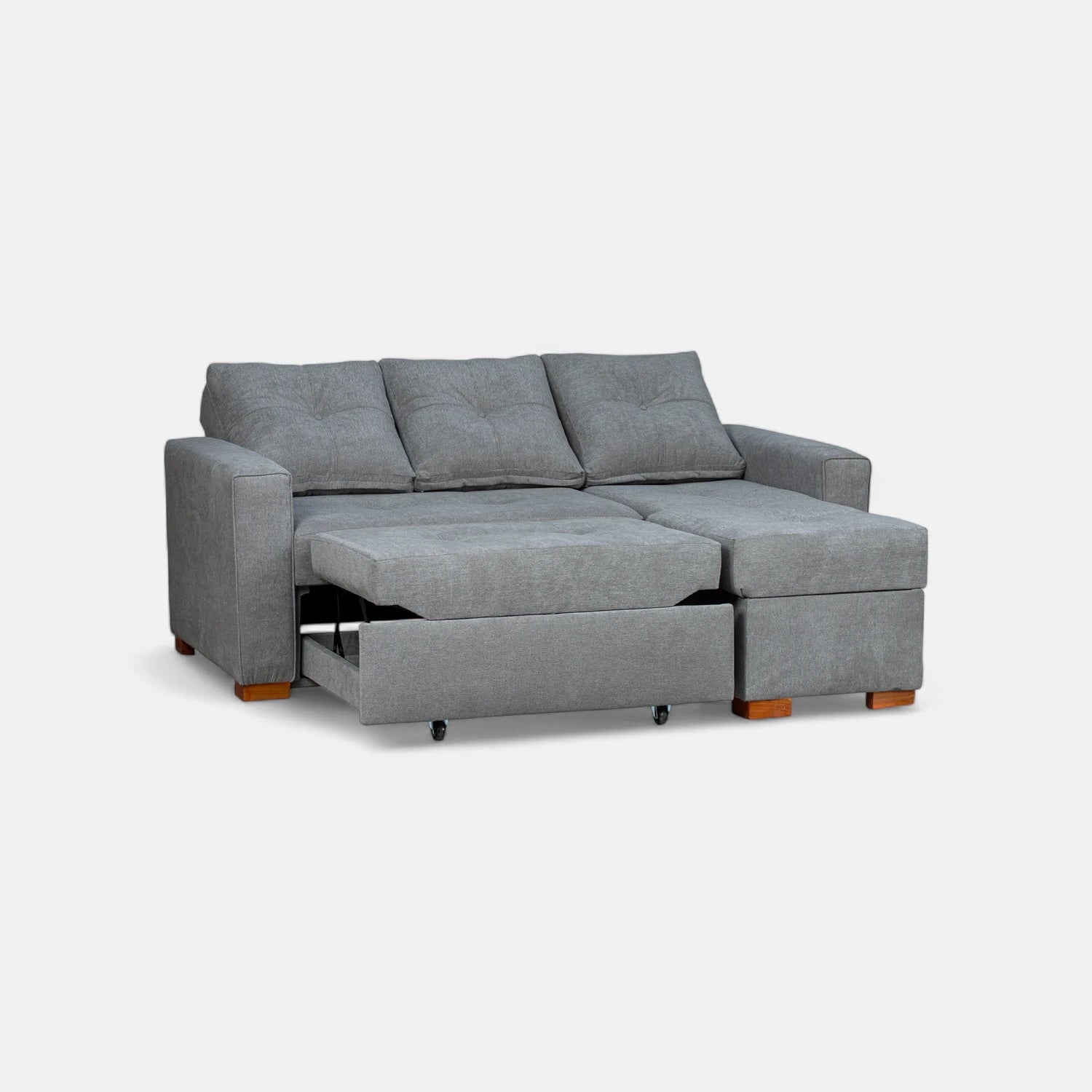 Sofá Cama Amelia Baúl Derecho - Tela Lino Finesse Gris Neutro