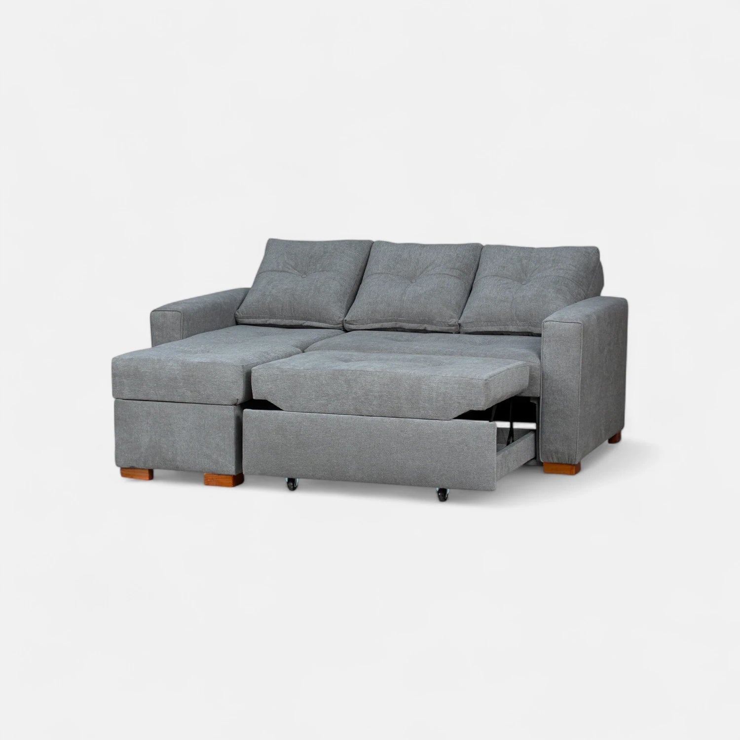 Sofá Cama Amelia Baúl Izquierdo - Tela Lino Finesse Gris Neutro