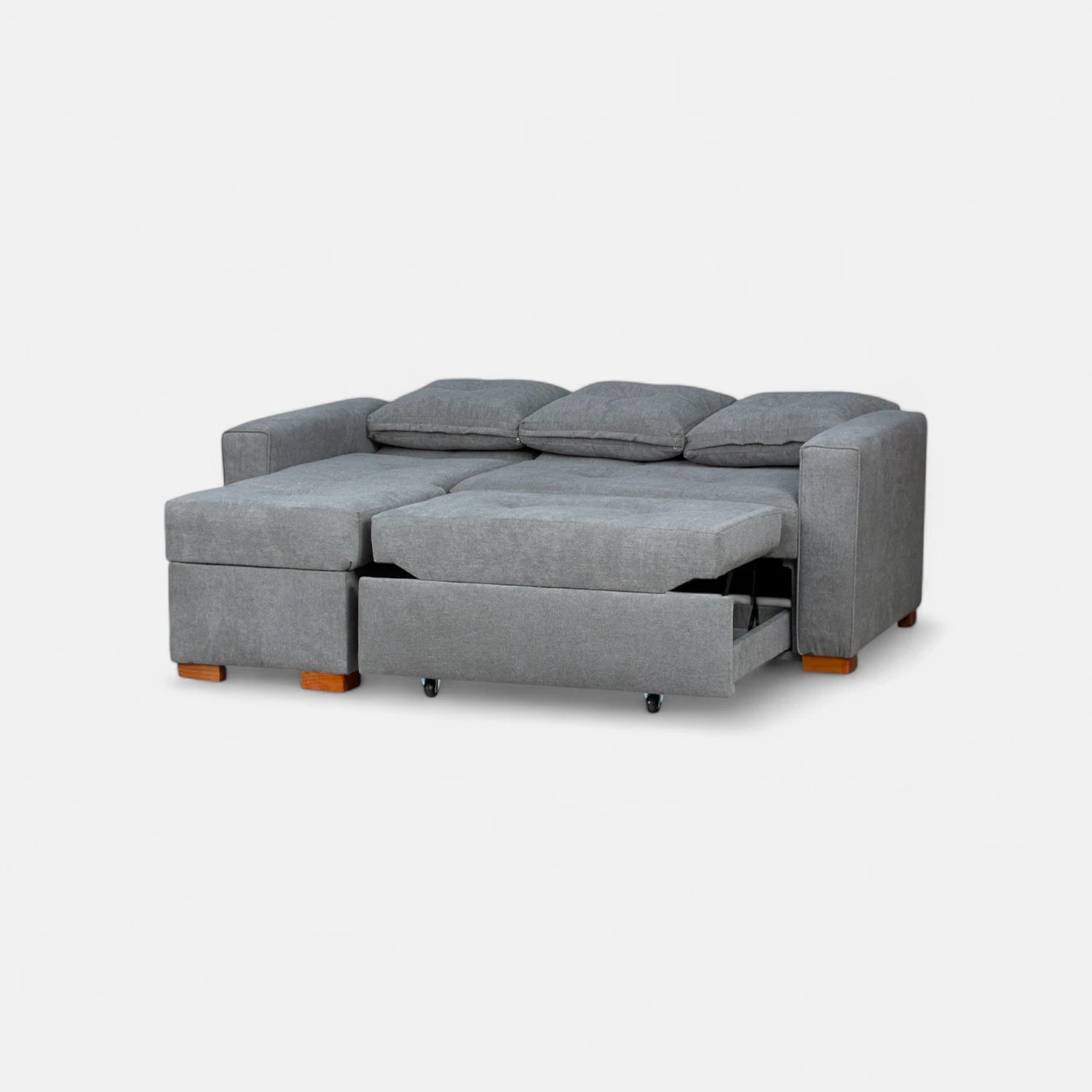 Sofá Cama Amelia Baúl Izquierdo - Tela Lino Finesse Gris Neutro