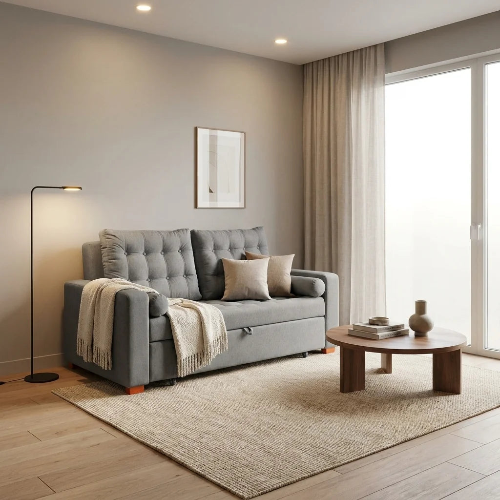 Sofá Cama Ciprés - Tela Lino Sidelli Gris