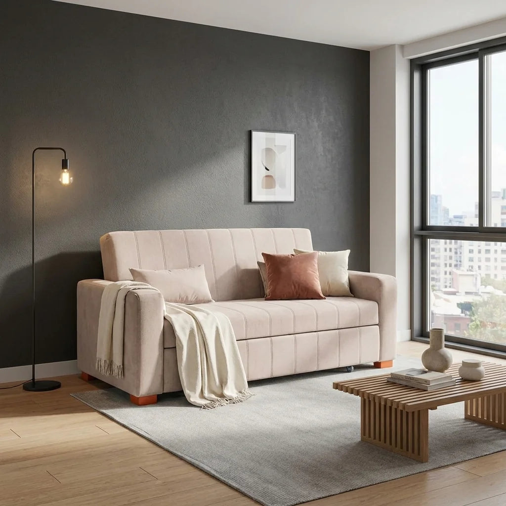 Sofá Cama Olivia - Tela Lino Sidelli Beige