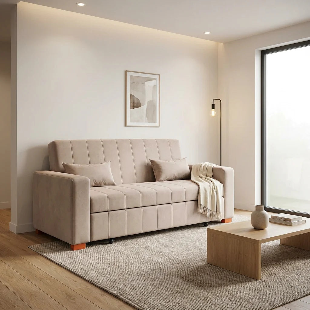 Sofá Cama Olivia - Tela Lino Sidelli Beige