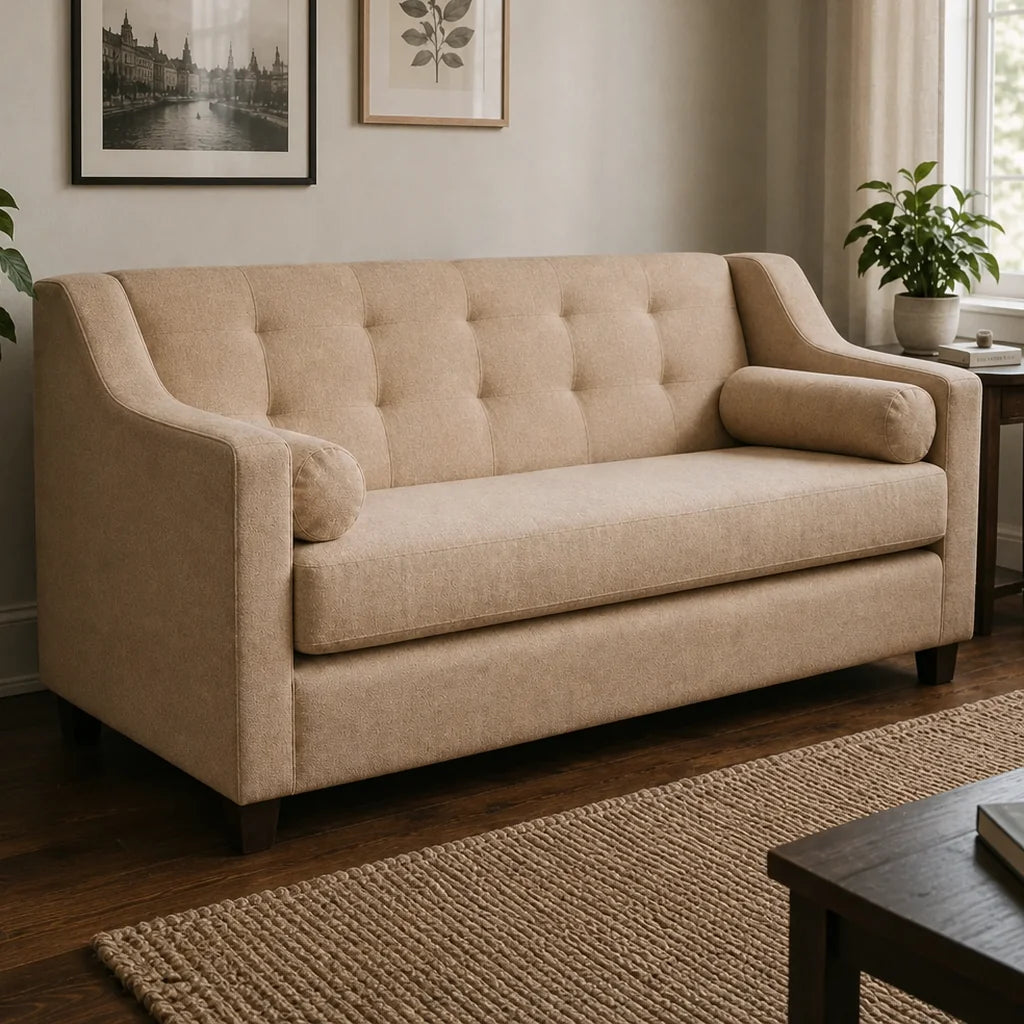 Sofá Eliff 3 Cuerpos - Tela Lino Sidelli Beige