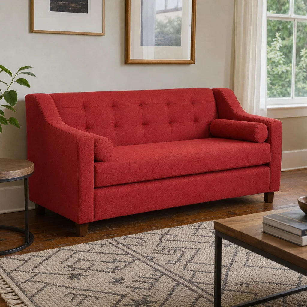 Sofá Eliff 3 Cuerpos - Tela Lino Sidelli Burdeo