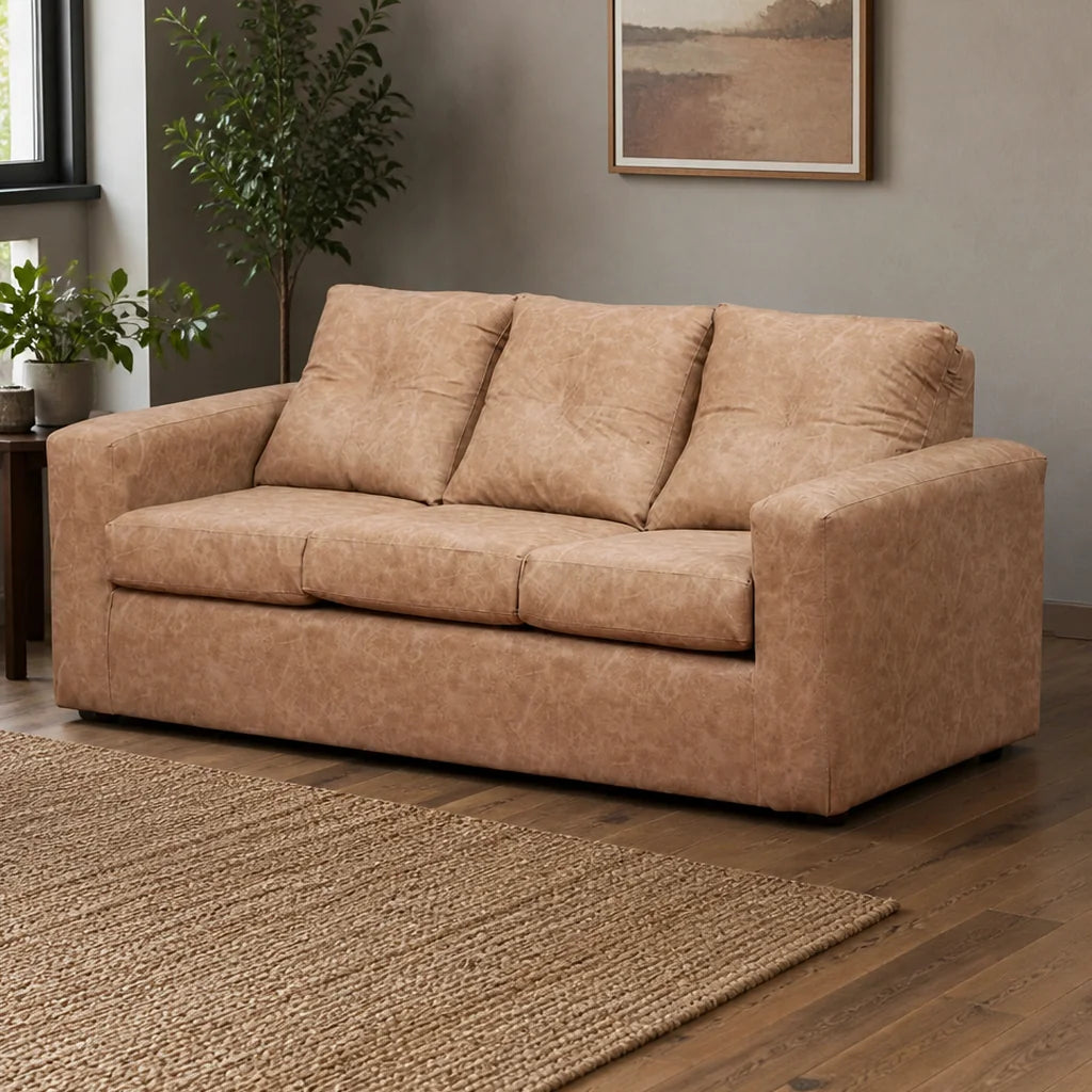 Sofá Emilia 3 Cuerpos - Cuero Sintético Auris Beige