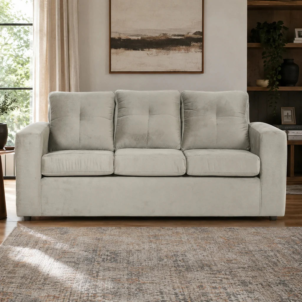 Sofá Emilia 3 Cuerpos - Tela Felpa Beige