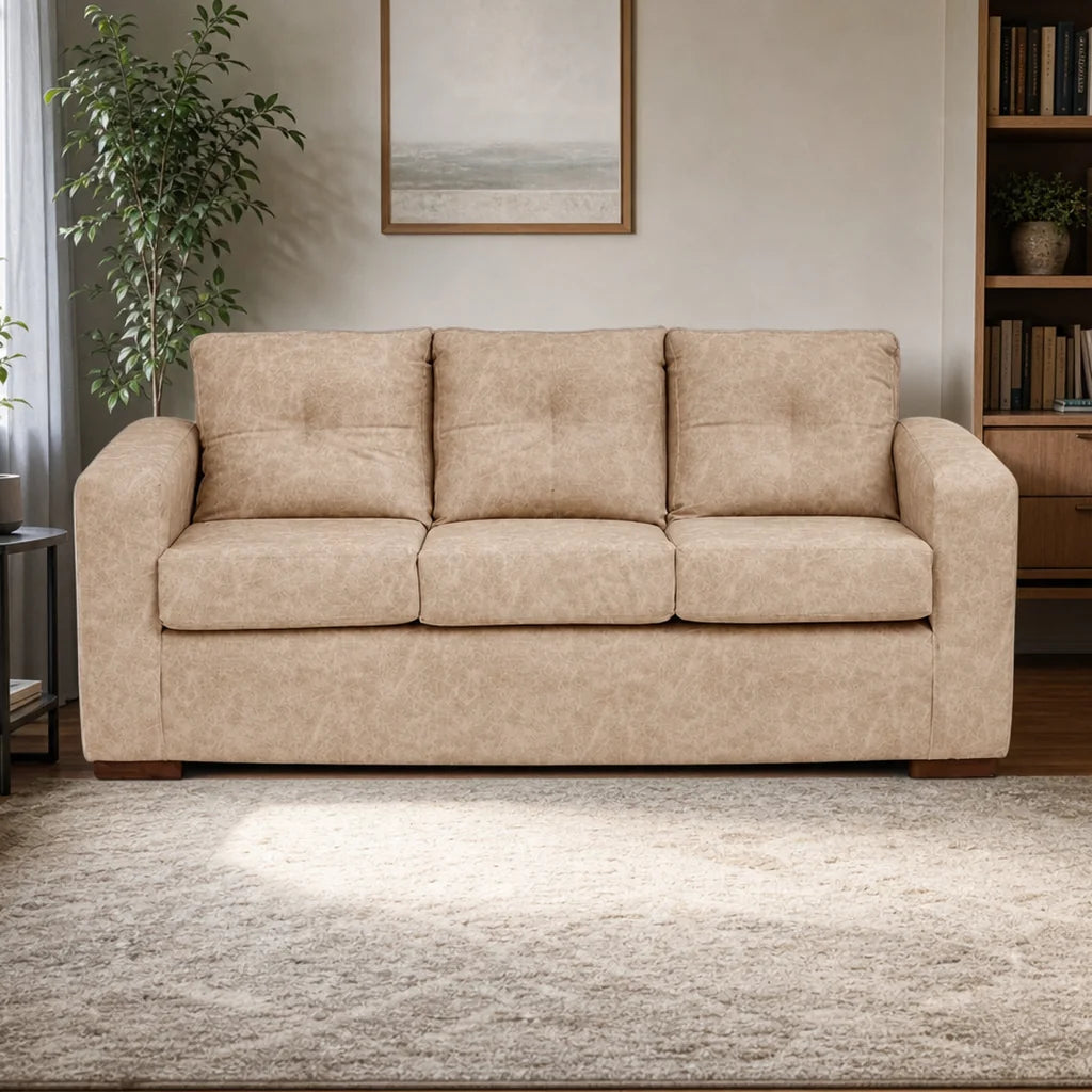 Sofá Franco 3 Cuerpos - Cuero Sintético Auris Beige