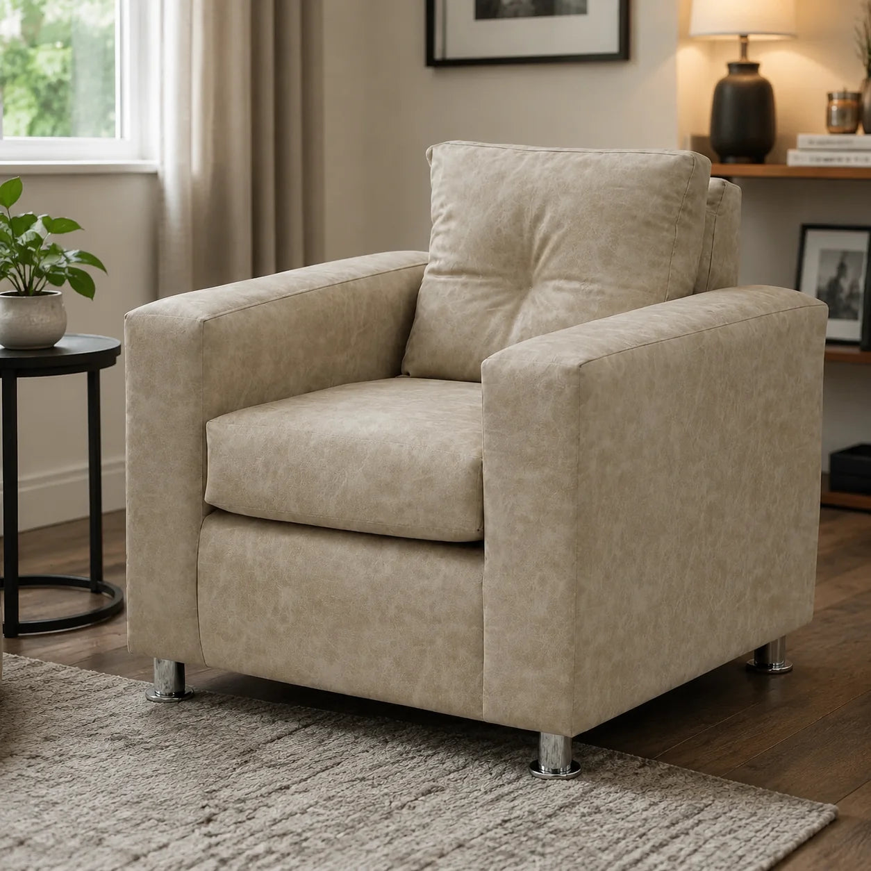 Sofá George 1 Cuerpo - Cuero Sintético Auris Beige